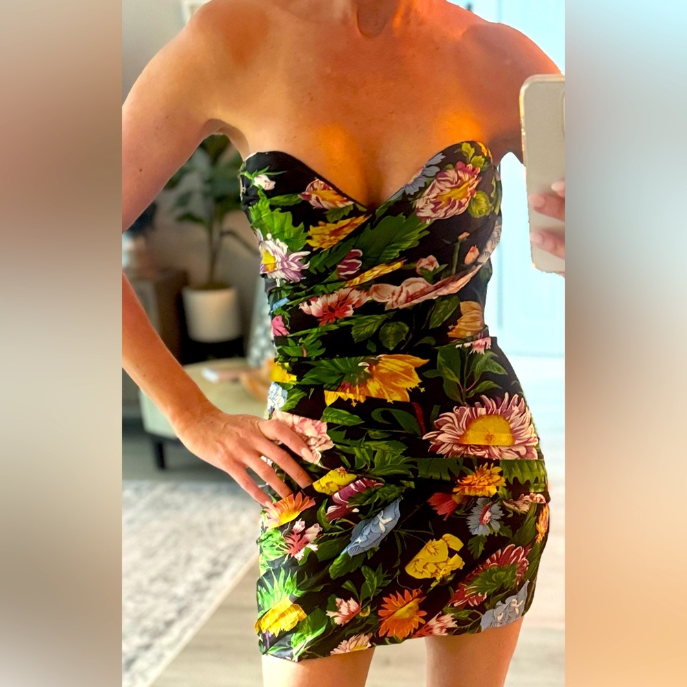 Ronny Kobo sexy floral cocktail mini dress